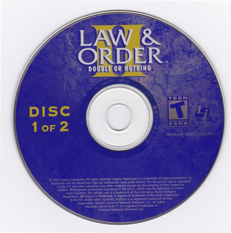 Media for Law & Order II: Double or Nothing (Windows): Disc 1