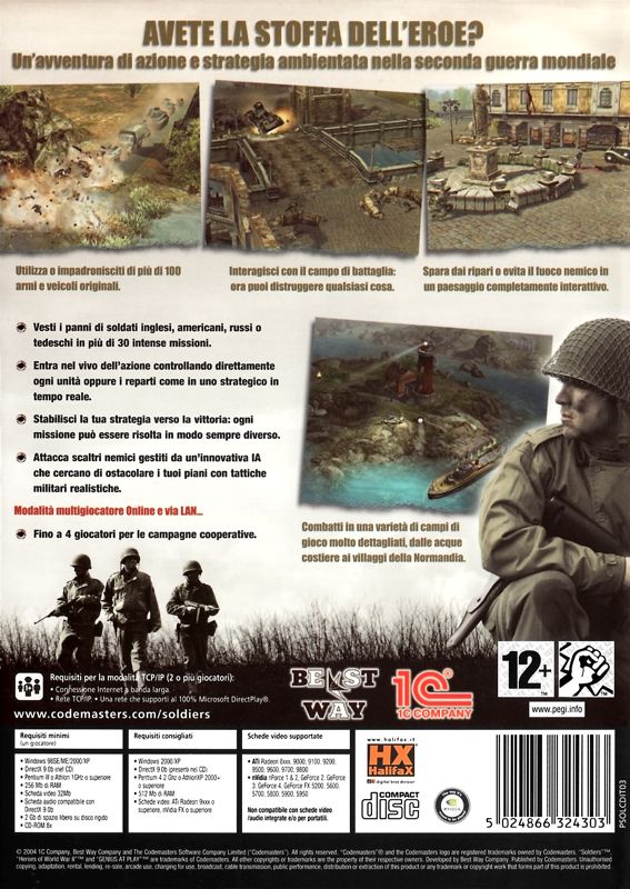 Back Cover for Soldiers: Heroes of World War II (Windows)