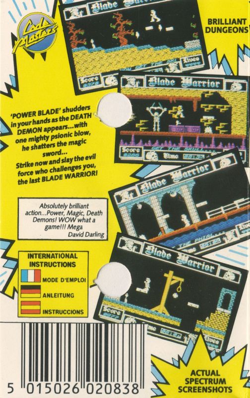 Back Cover for Blade Warrior (ZX Spectrum)
