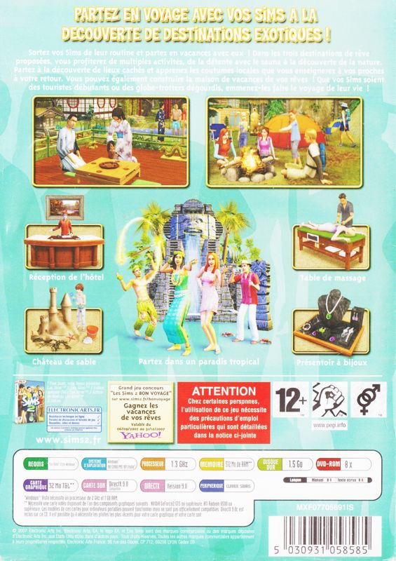 Back Cover for The Sims 2: Bon Voyage (Windows)