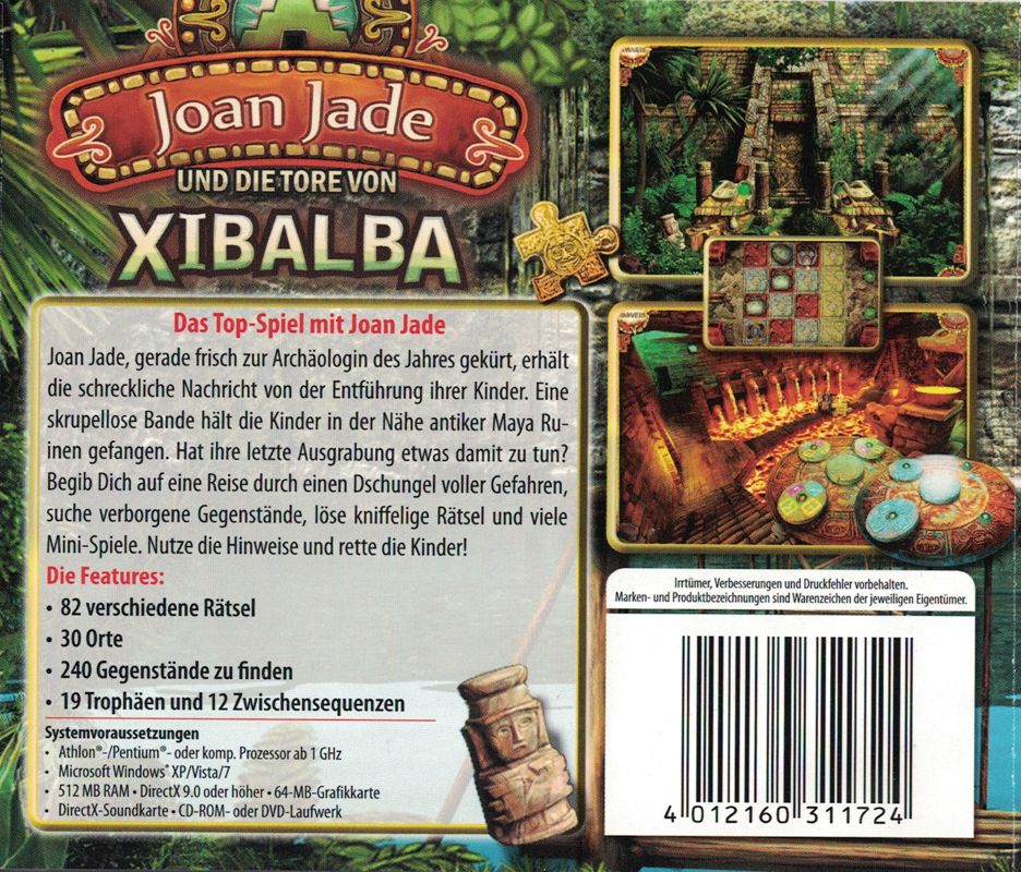 Back Cover for Joan Jade and the Gates of Xibalba (Windows) (Software Pyramide release)