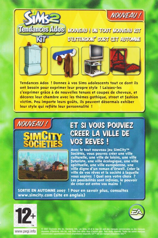 Advertisement for The Sims 2: Bon Voyage (Windows): Sims 2: Teen Style Stuff / SimCity Societies
