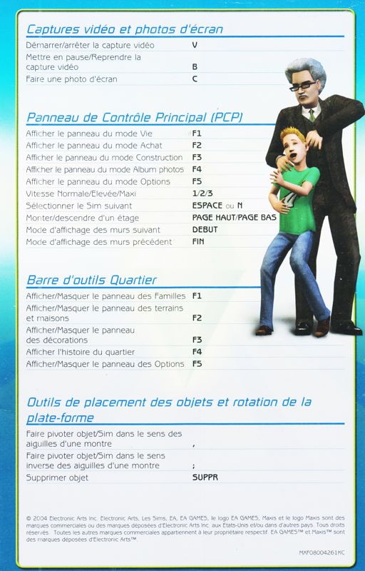 Reference Card for The Sims 2 (Windows) (DVD re-release (2006)): Back