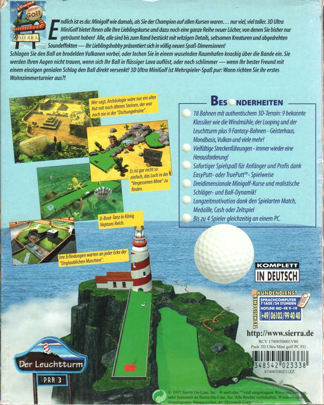 Back Cover for 3-D Ultra Minigolf (Windows and Windows 3.x)
