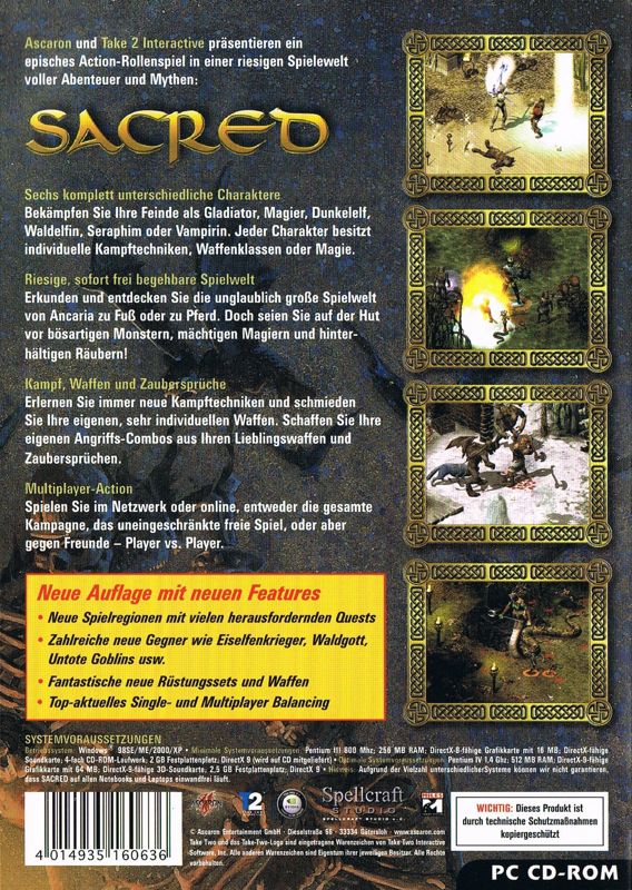 Back Cover for Sacred (Windows) (Sacred Plus (with original cover art))