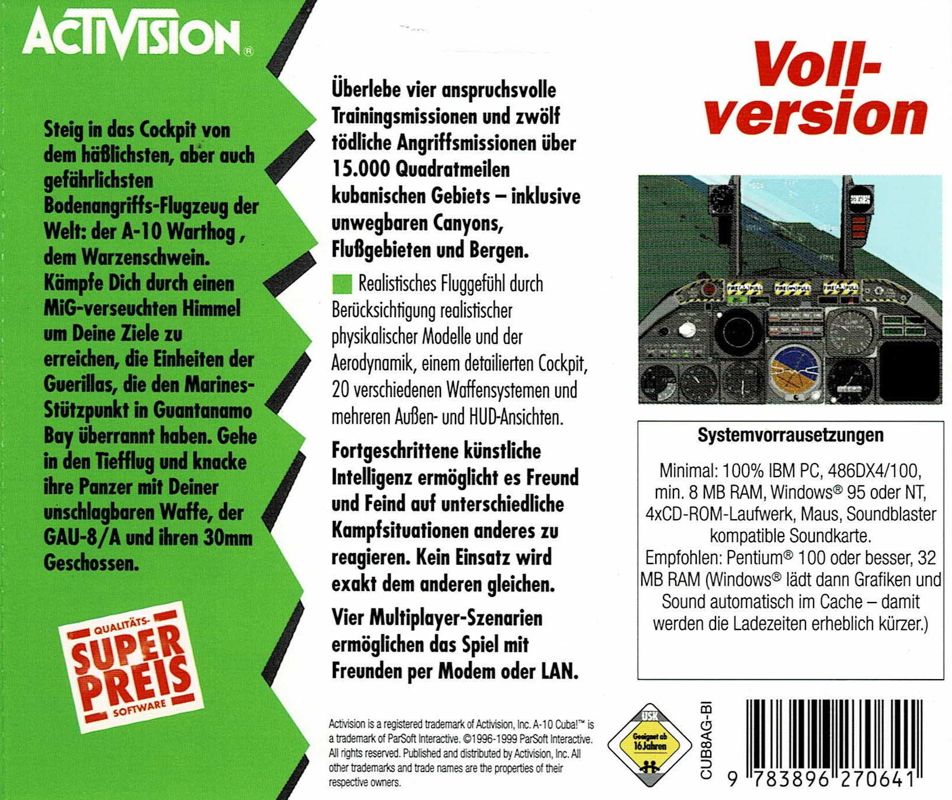 Back Cover for A-10 Cuba! (Windows) (Super Preis release)