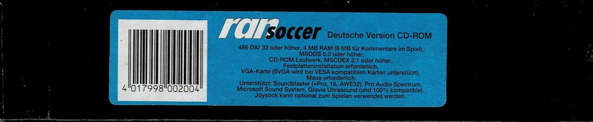 Other for VR Soccer '96 (DOS) (First release): Box - Bottom