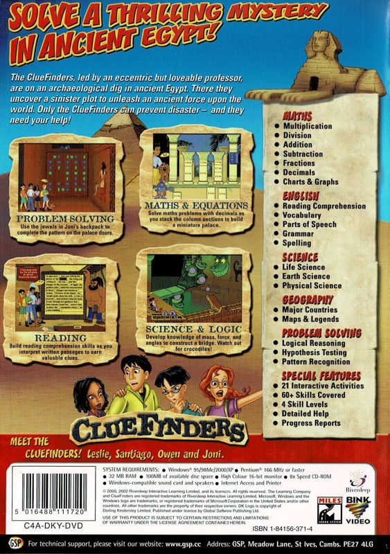 Back Cover for The ClueFinders: 4th Grade Adventures (Windows)