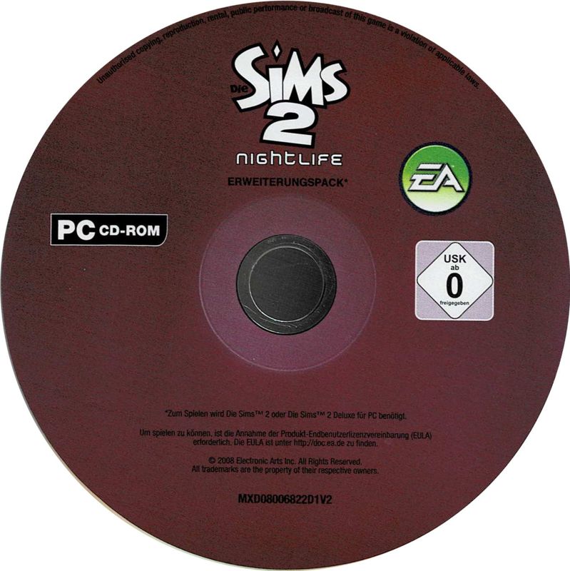 Media for The Sims 2: Nightlife (Windows) (Re-release): Disc 1