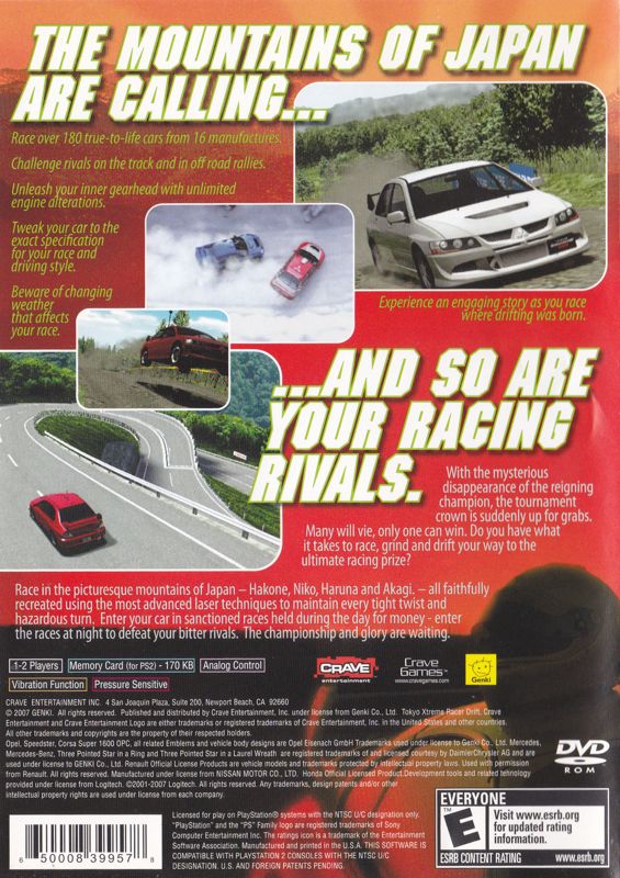 Back Cover for Tokyo Xtreme Racer: Drift 2 (PlayStation 2)