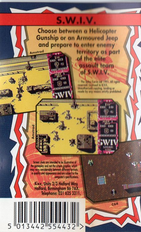 Back Cover for S.W.I.V. (Commodore 64) (Kixx budget release)