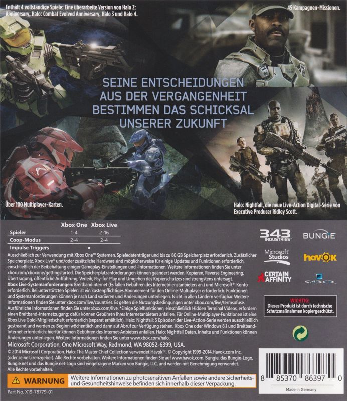 Back Cover for Halo: The Master Chief Collection (Xbox One)