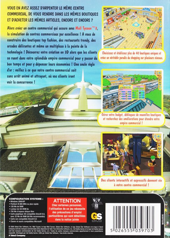 Back Cover for Mall Tycoon 3 (Windows)