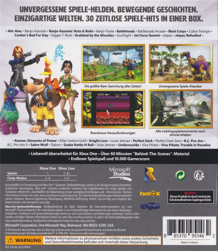 Back Cover for Rare Replay (Xbox One)