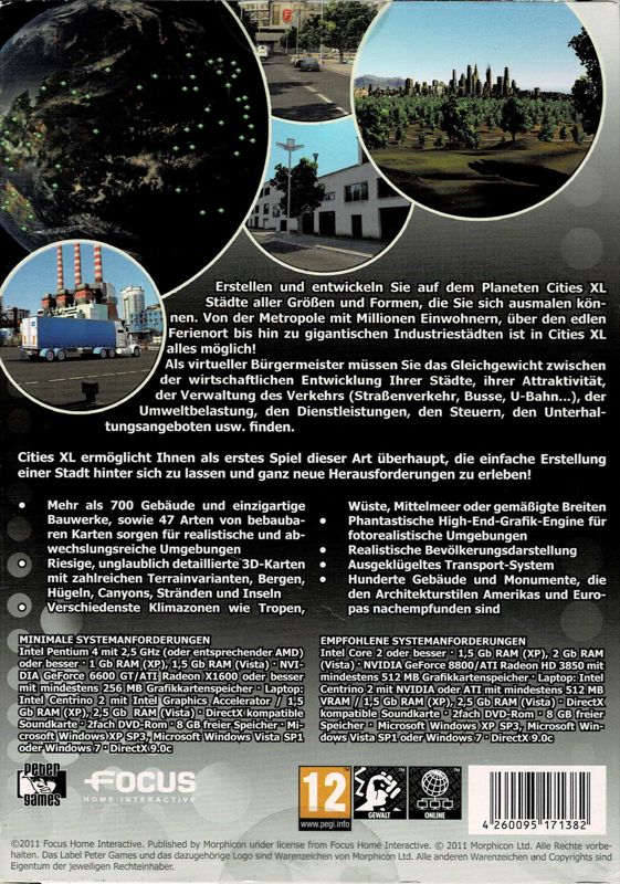 Back Cover for Cities XL (Windows) (Classics release)