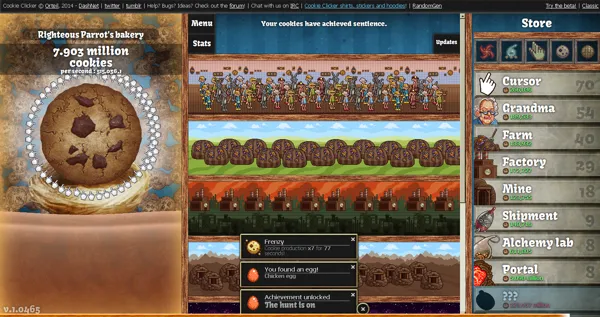 Screenshot of Cookie Clicker v.2.002