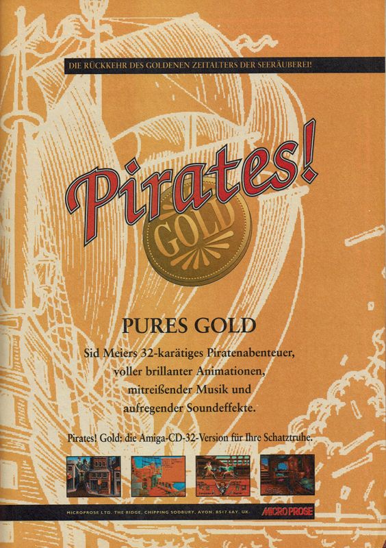 Pirates! Gold Magazine Advertisement (Magazine Advertisements): Amiga Joker (Germany), Issue 02/1994