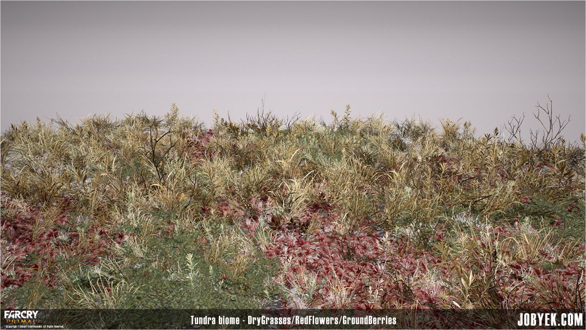 Far Cry: Primal Render (Jobye-Kyle Karmaker's Portfolio Website): Tundra Biome - DryGrasses/RedFlowers/GroundBerries