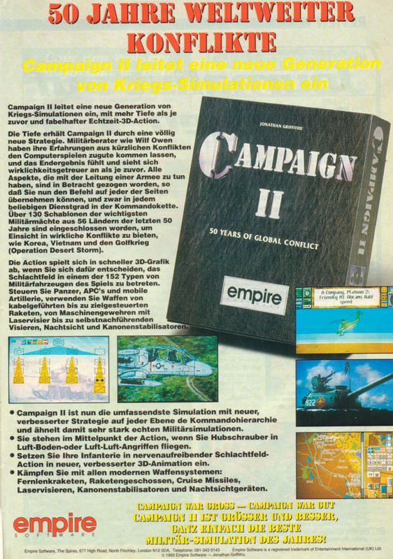 Campaign II Magazine Advertisement (Magazine Advertisements): PC Games (Germany), Issue 01/1994