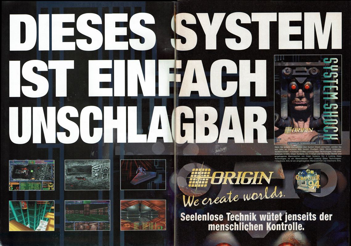 System Shock Magazine Advertisement (Magazine Advertisements): PC Player (Germany), Issue 11/1994