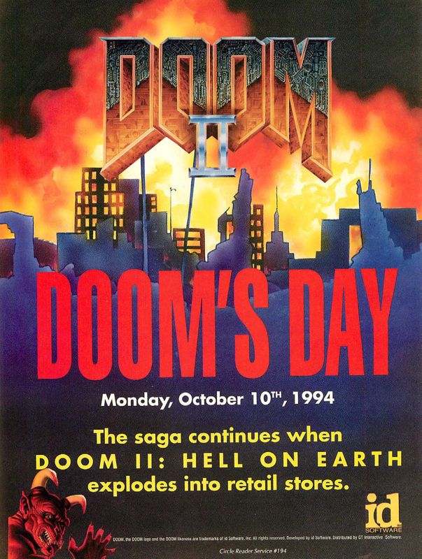 Doom II Magazine Advertisement (Magazine Advertisements):<br> Computer Gaming World (US), Issue 121 (August 1994)