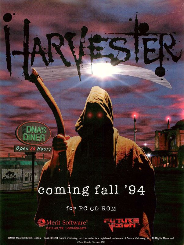 Harvester Magazine Advertisement (Magazine Advertisements): Computer Gaming World (US), Issue 121 (August 1994)