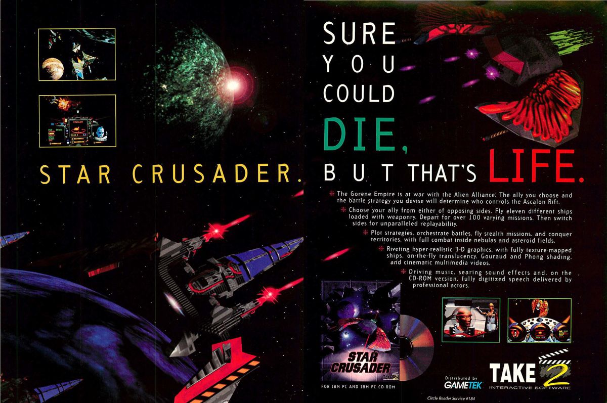 Star Crusader Magazine Advertisement (Magazine Advertisements): Computer Gaming World (US), Issue 121 (August 1994)