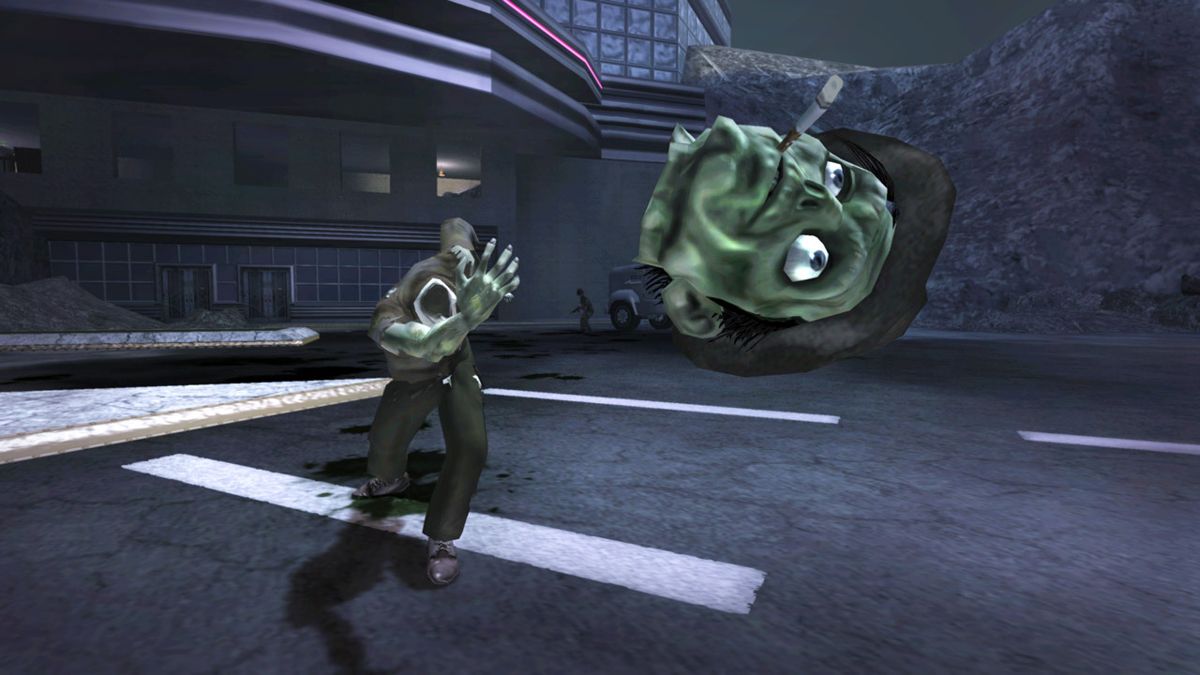 Stubbs the Zombie in Rebel Without a Pulse Screenshot (Nintendo.com.au)