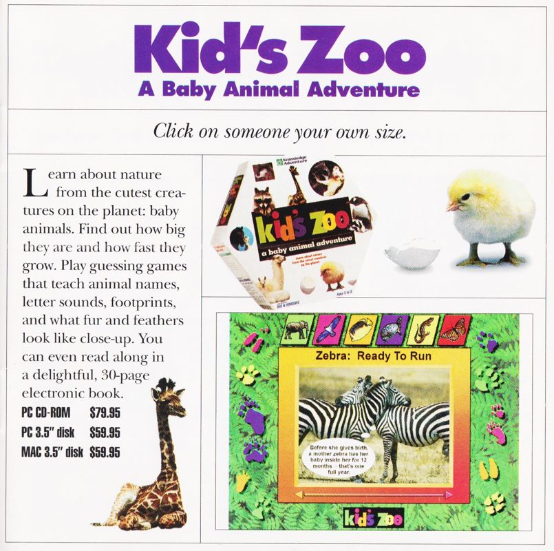 Kid's Zoo: A Baby Animal Adventure Catalogue (Catalogue Advertisements): Knowledge Adventure's 1993 Catalog