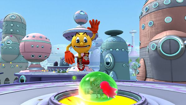 Pac man jumping in pacopolis