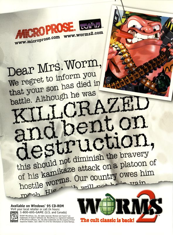 Worms 2 Magazine Advertisement (Magazine Advertisements): Next Generation (U.S.) Issue #36 (December 1997)