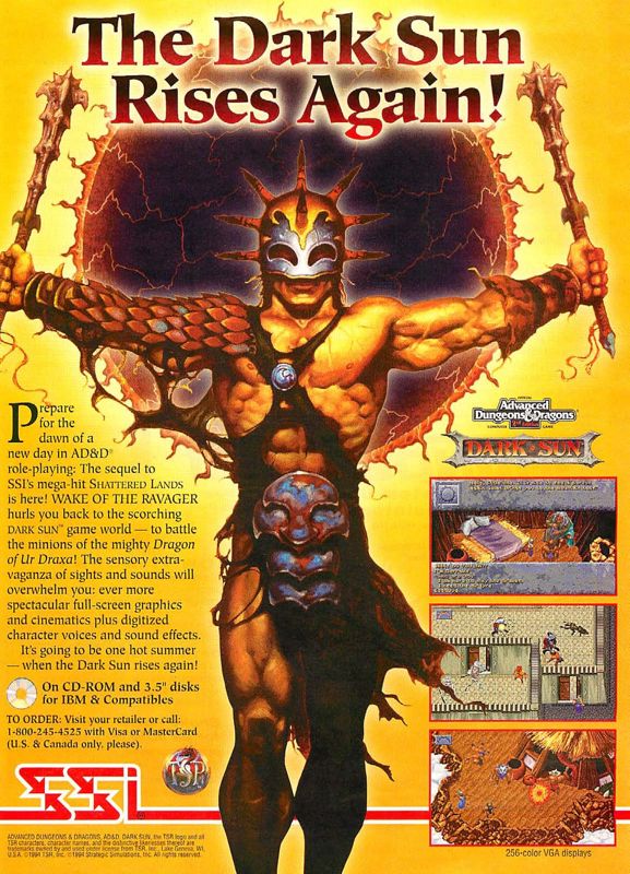 Dark Sun: Wake of the Ravager Magazine Advertisement (Magazine Advertisements): Computer Gaming World (US), Issue 122 (September 1994)