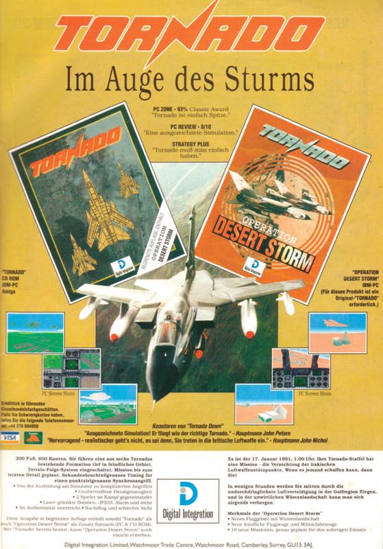 Tornado Magazine Advertisement (Magazine Advertisements): PC Games (Germany), Issue 05/1994