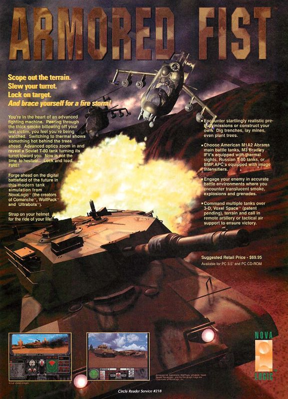 Armored Fist Magazine Advertisement (Magazine Advertisements): Computer Gaming World (US), Issue 122 (September 1994)