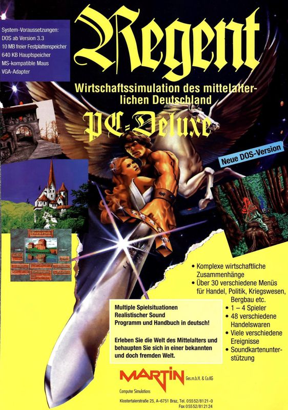 Regent Deluxe Magazine Advertisement (Magazine Advertisements): PC Games (Germany), Issue 07/1994