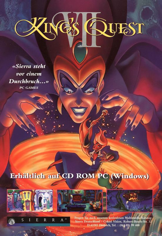 Roberta Williams' King's Quest VII: The Princeless Bride Magazine Advertisement (Magazine Advertisements): PC Games (Germany), Issue 01/1995