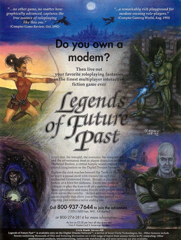 Legends of Future Past Magazine Advertisement (Magazine Advertisements): Computer Gaming World (US), Number 101 (December 1992)