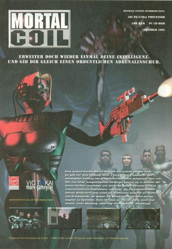 Mortal Coil: Adrenalin Intelligence Magazine Advertisement (Magazine Advertisements): PC Games (Germany), Issue 01/1996