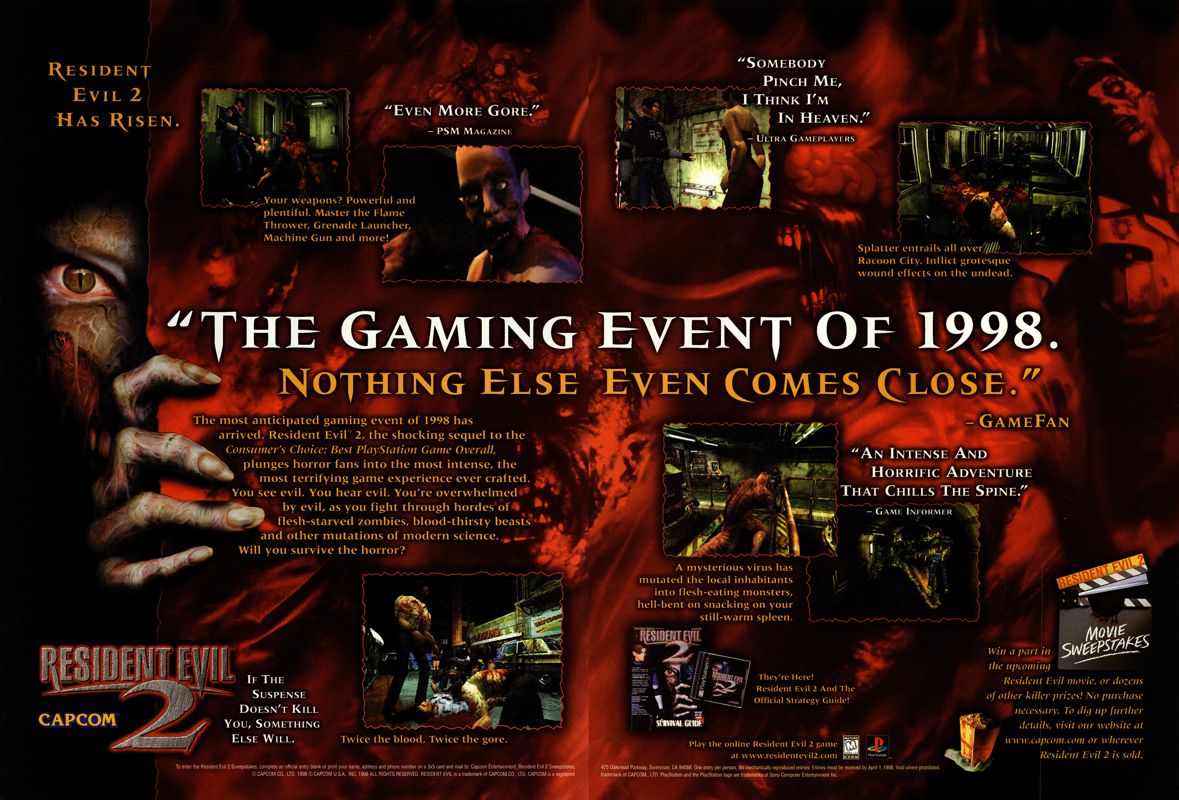 Resident Evil 2 Magazine Advertisement (Magazine Advertisements): Next Generation (U.S.) Issue #38 (February 1998)