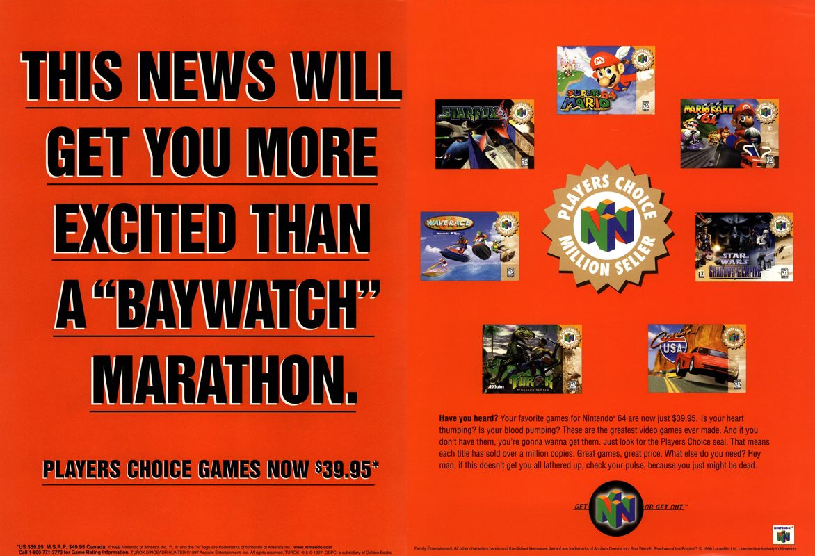 Super Mario 64 Magazine Advertisement (Magazine Advertisements): Next Generation (U.S.) Issue #39 (March 1998)