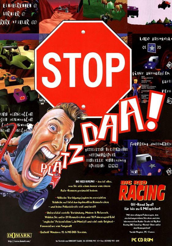 Big Red Racing Magazine Advertisement (Magazine Advertisements): PC Games (Germany), issue 07/1996