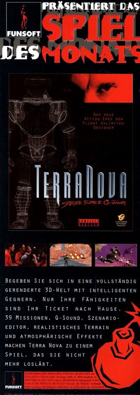 Terra Nova: Strike Force Centauri Magazine Advertisement (Magazine Advertisements): PC Games (Germany), issue 07/1996