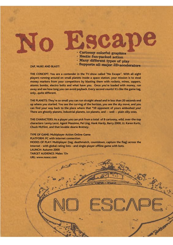 No Escape Other (Funcom Presskit): Specs sheet (page 3)