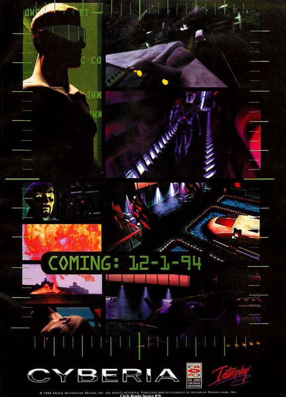 Cyberia Magazine Advertisement (Magazine Advertisements): Computer Gaming World (United States), Issue 123 (October 1994)