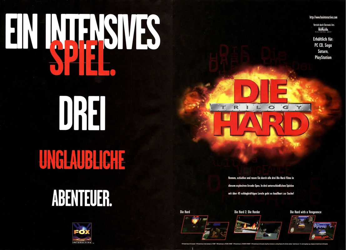 Die Hard Trilogy Magazine Advertisement (Magazine Advertisements): PC Games (Germany), Issue 12/1996