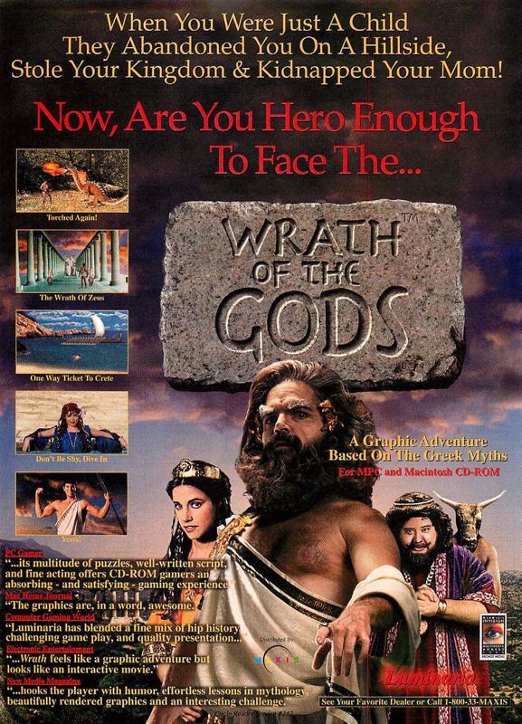 Wrath of the Gods Magazine Advertisement (Magazine Advertisements): Computer Gaming World (US), Issue 123 (October 1994)