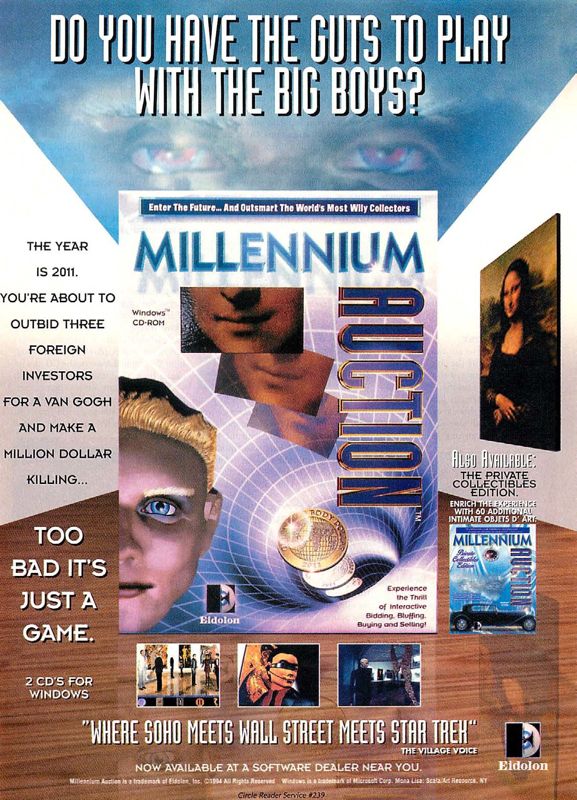 Millennium Auction Magazine Advertisement (Magazine Advertisements): Computer Gaming World (US), Issue 123 (October 1994)
