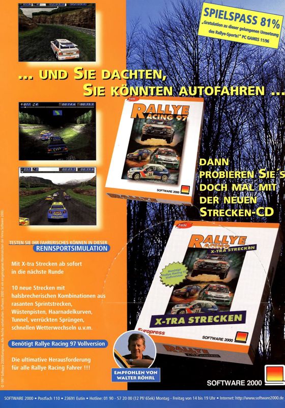 Rally Championship: International Off-Road Racing Magazine Advertisement (Magazine Advertisements): PC Games (Germany), Issue 06/1997