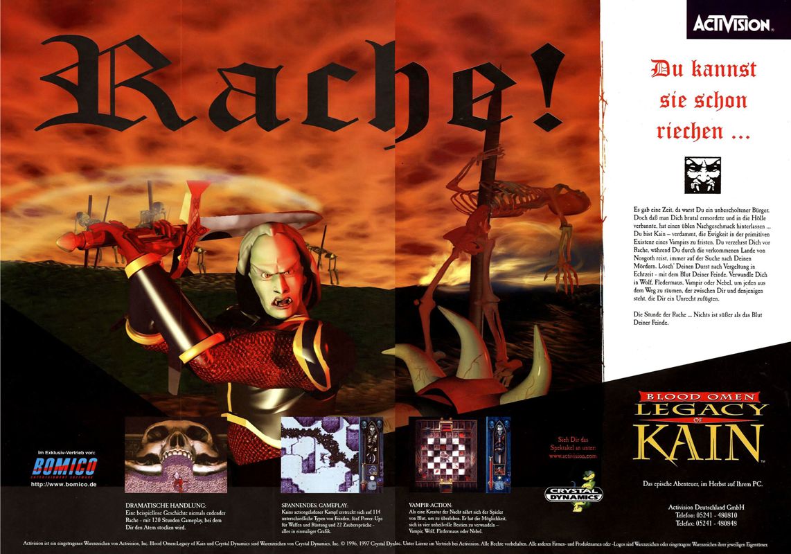 Blood Omen: Legacy of Kain Magazine Advertisement (Magazine Advertisements): PC Games (Germany), Issue 10/1997