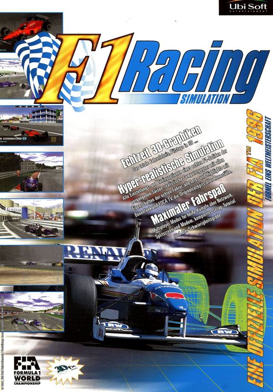 F1 Racing Simulation Magazine Advertisement (Magazine Advertisements): PC Games (Germany), Issue 01/1998
